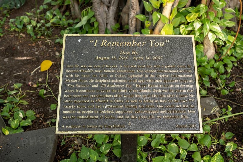Don Ho Statue Info Board, Waikiki Beach, Honolulu, Oahu, Hawaii, USA, North America