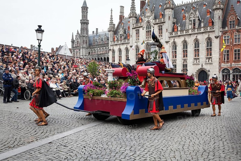 BRUGES, BELGIUM, MAY 17: Annual Procession of the Holy Blood on Ascension Day. Locals perform an historical reenactment and dramatizations of Biblical events. May 17, 2012 in Bruges (Brugge), Belgium, Europe