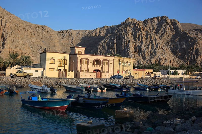 Fishing harbour in al-Chasab, Khasab, in the Omani enclave of Musandam, Oman, Asia