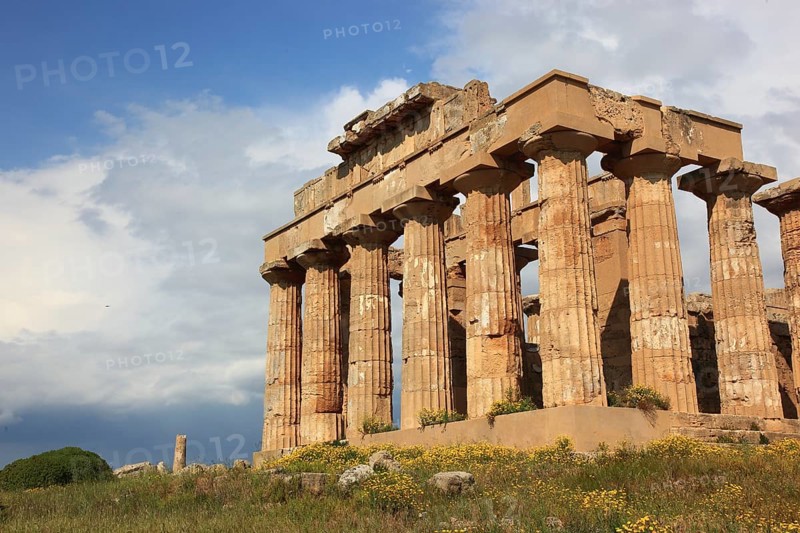 Selinunte, Temple E in the archaeological site of Selinunte, Trapani Province, Sicily, Italy, Europe