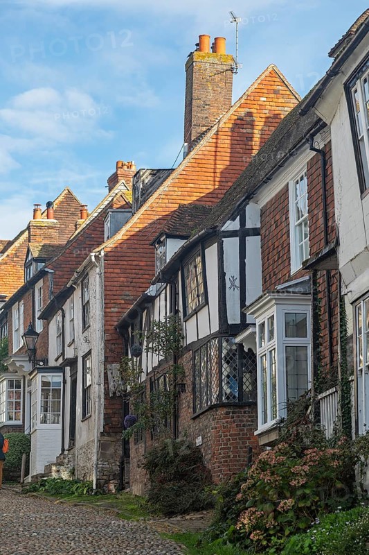 Paved Mermaid Street, Rye, East Sussex, England, United Kingdom, Europe