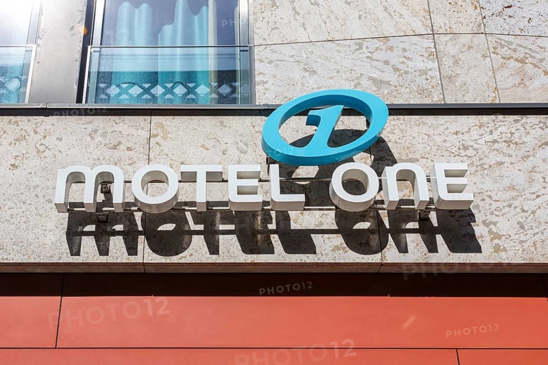 Motel One Hotel with logo on Lautenschlagerstraße in Stuttgart, Germany, Europe