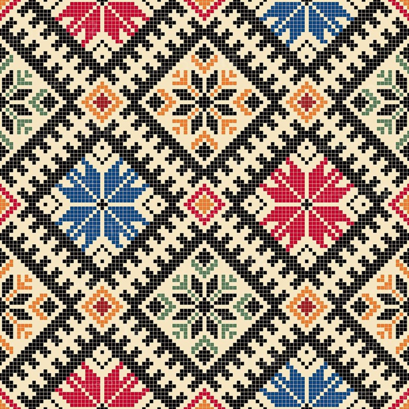 Traditional Latvian embroidery seamless pattern, vector illustration