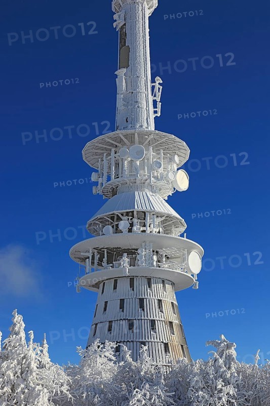 Ochsenkopf transmitter and radio relay node, TV tower, Fichtelgebirge, Bayreuth district, Upper Franconia, Bavaria, Germany, Europe