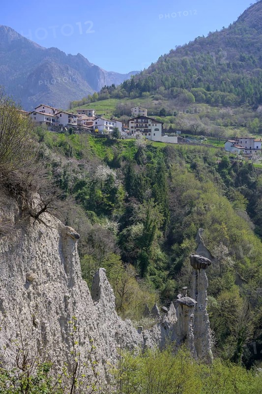 Earth pyramids of, Zone, Province of Brescia, Italy, Europe