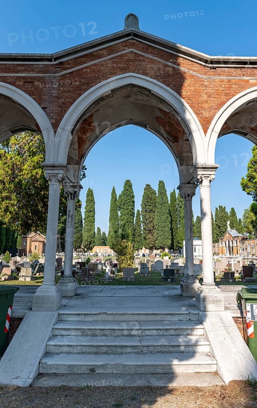 Graves in the central cemetery of Venice, cemetery island of San Michele, Venice, Italy, Europe