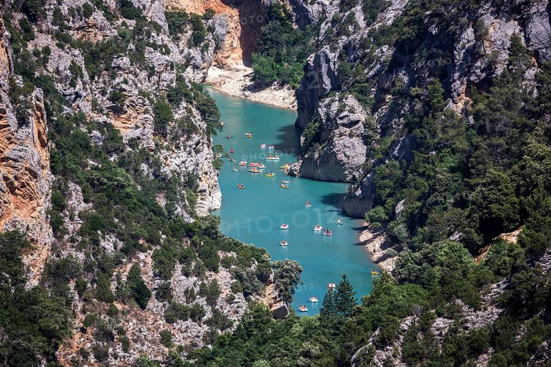 Boats on the Verdon River, Verdon Gorge, Grand Canyon du Verdon, Département Alpes-de-Haute-Provence, Provence, France, Europe