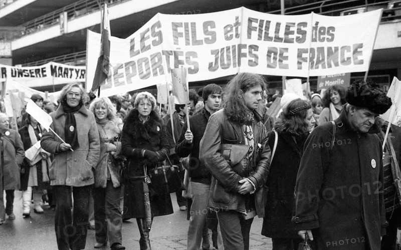 Organisations of French Jews and German Nazi victims demonstrated for a condemnation of Gestapo and SS man Kurt Lischka, who was responsible for the deportation of 76, 000 Jews in France during the war, in Cologne, Germany, 31 January 1980, Europe