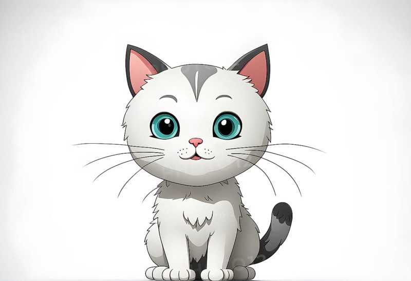 A simple cartoon cat with a white background, AI generated