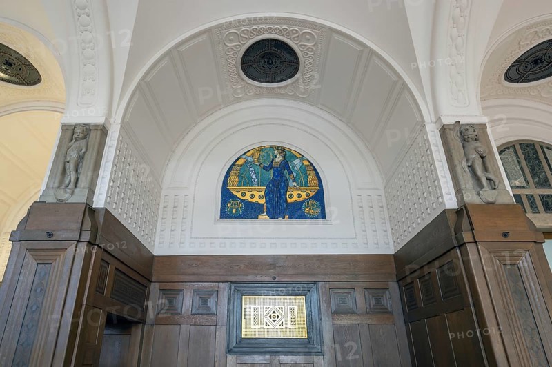 Art Nouveau ornaments in a niche of the former station restaurant, today DB Travel Centre, Nuremberg, Middle Franconia, Bavaria, Germany, Europe