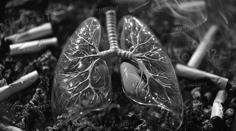 Smoker lungs. Effect of smoking on lungs and respiration. Unhealthy lifestyle., AI generated