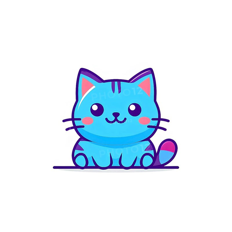 A simple cartoon cat with a white background, AI generated