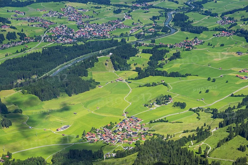 Panorama from the Rubihorn, 1957m, into the Illertal, Allgäu, Bavaria, Germany, Europe
