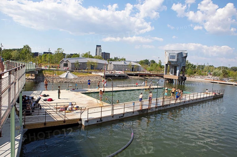 Harbour swimming pool in Jubileumsparken or public swimming pool in the river Göta älv, Jubileumsparken, Frihamnen, Gothenburg, Västra Götalands län, Sweden, Europe