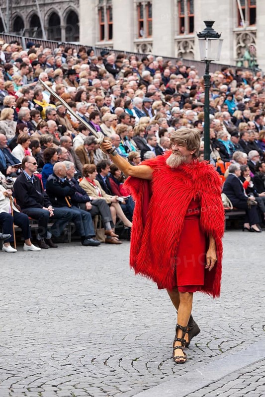 BRUGES, BELGIUM, MAY 17: Annual Procession of the Holy Blood on Ascension Day. Locals perform dramatizations of Biblical events, Esau character. May 17, 2012 in Bruges (Brugge), Belgium, Europe