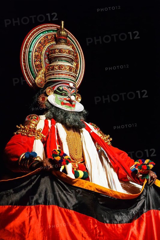 CHENNAI, INDIA, SEPTEMBER 9: Indian traditional dance drama Kathakali preformance on September 9, 2009 in Chennai, India. Performer plays Maricha (kathi) character of Ramayana