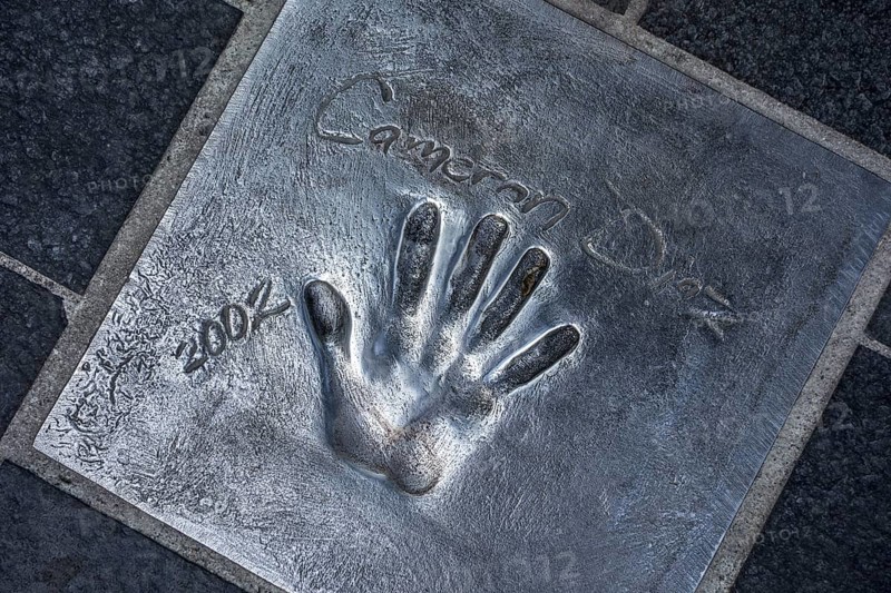 Handprint of American actress Cameron Diaz at the Esplanade Georges Pompidou in the city Cannes, French Riviera, Provence-Alpes-Côte d'Azur, France, Europe