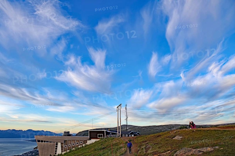 Clouds and parts of the cable car Fjellheisen, Tromsö, Troms og Finnmark, Norway, Europe