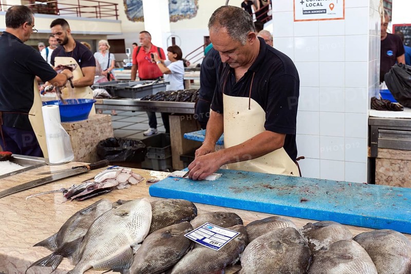 Fish hall, fish market, market hall Mercado dos Lavradores, Funchal, Madeira Island, Portugal, Europe