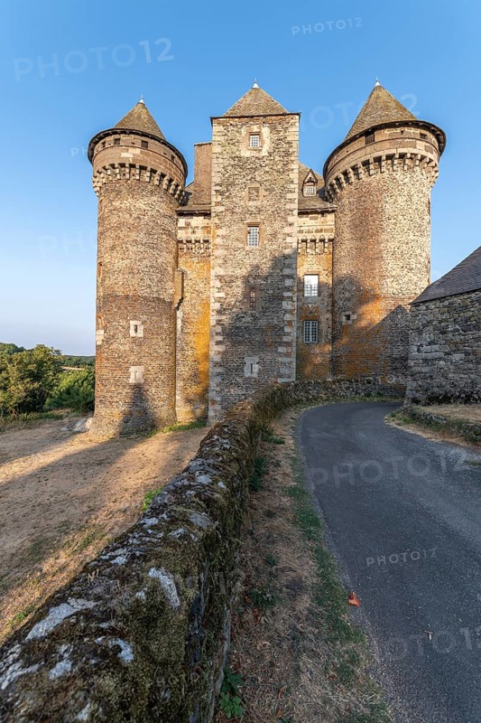 Bousquet castle from the 14th century, classified as a historical monument. Montpeyroux, Aveyron, France, Europe