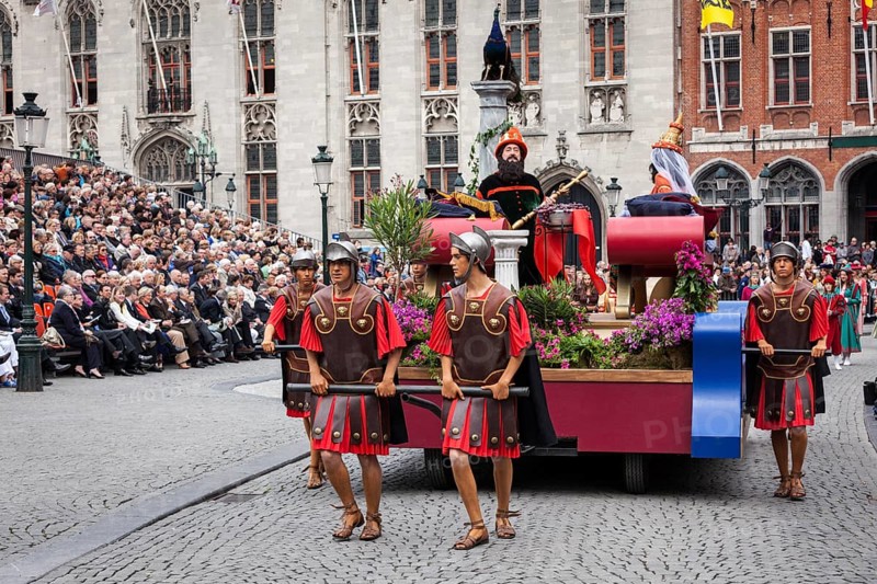 BRUGES, BELGIUM, MAY 17: Annual Procession of the Holy Blood on Ascension Day. Locals perform an historical reenactment and dramatizations of Biblical events. May 17, 2012 in Bruges (Brugge), Belgium, Europe