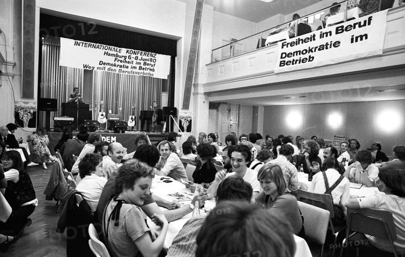 The International Conference of the Victims of the Radical Decree, which led to the banning of teachers, railway workers and other public service employees, 6 June 1980 in Hamburg, Germany, Europe