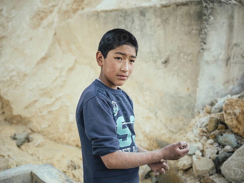 Boy at work in a kaolin mine, Pachacayo, Peru, South America