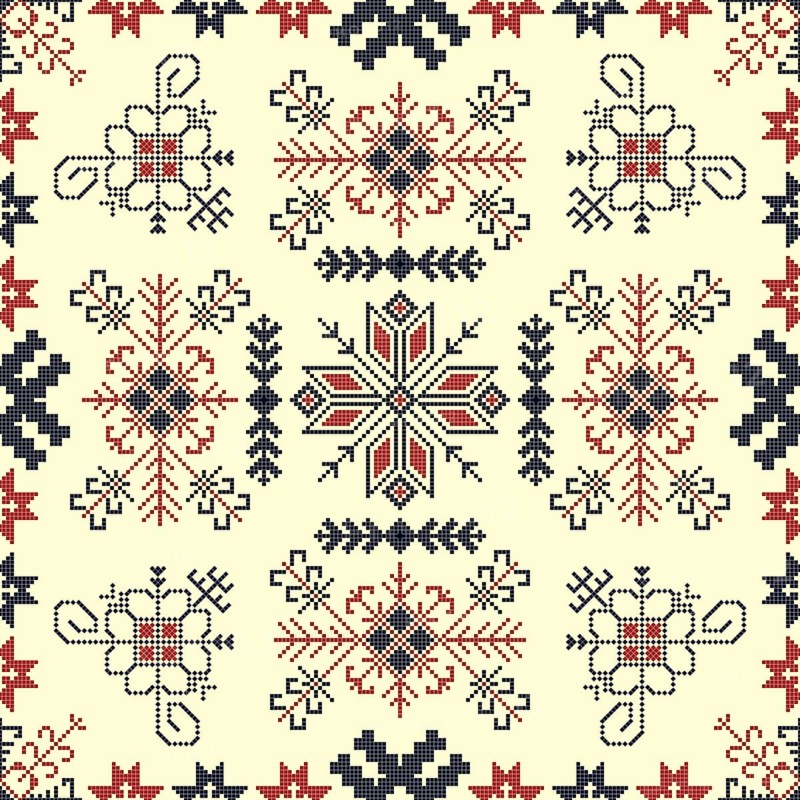 Traditional Latvian embroidery seamless pattern, vector illustration