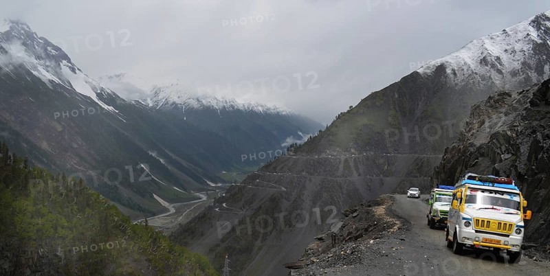 Tourism from Europe in the Indian part of the Himalayas, in the parts of Ladakh and Kashmir, pictured here in June 2019- is quite rare but still very interesting. There are travel warnings.Ladakh. On the National Highway (NH !), IND, India, Asia