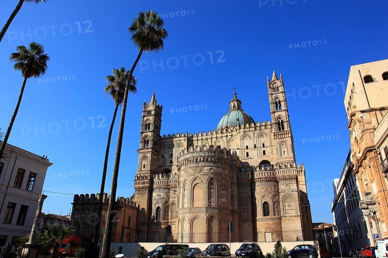 City of Palermo, the Cathedral Maria Santissima Assunta, the east side shows the original character of the Norman Cathedral, UNESCO World Heritage Site, Sicily, Italy, Europe