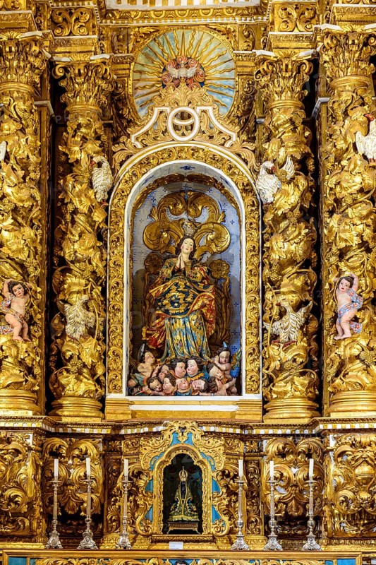 Baroque altar with gold leaf in the historic church of Pelourinho in the city of Salvador, Bahia, Brasil