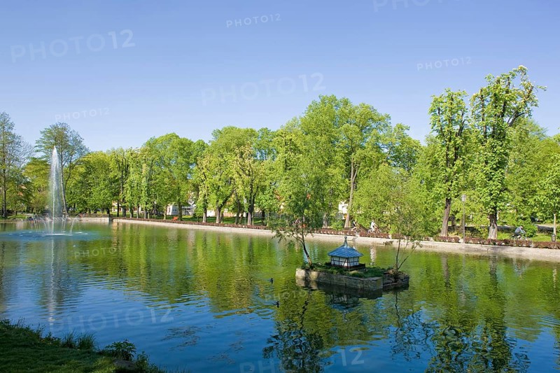 Grimma town park with swan pond