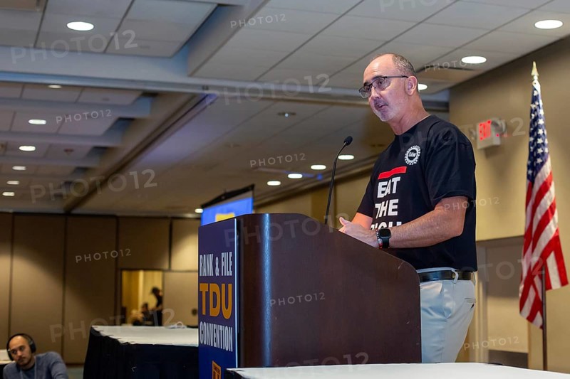 Chicago, Illinois USA, 4 November 2023, Days after securing record labor contracts for his members, United Auto Workers President Shawn Fain spoke to the annual convention of Teamsters for a Democratic Union. Union reform activists in both the UAW and Teamsters are transforming their unions into more militant, democratic organizations