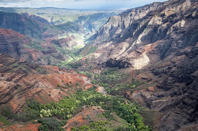 Aerial view Waimea Canyon, Waimea Canyon State Park, Kauai, Hawaii, USA, North America