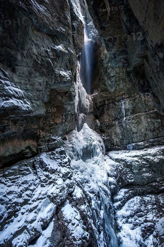 Winter, ice, icy waterfall in the Breitachklamm, near Oberstdorf, Oberallgäu, Allgäu, Bavaria, Germany, Europe