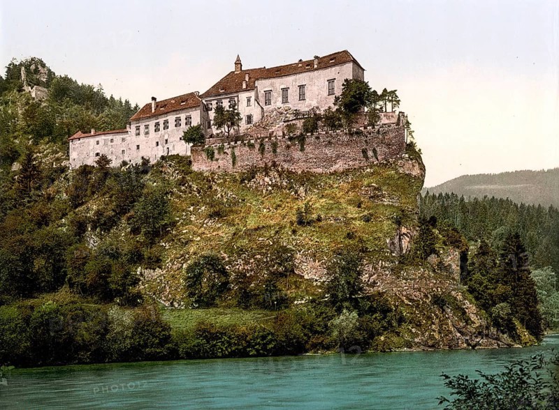 Rabenstein Castle, near Frohnleiten, Styria, formerly Austro-Hungary, today Austria, c. 1890, Historic, digitally restored reproduction from a 19th century original, Castle Rabenstein, near Frohnleiten, Styria, former Austro-Hungary, today Austria, 1890, Historic, digitally restored reproduction from a 19th century original