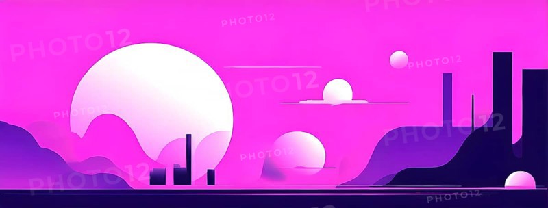 Minimalist illustration featuring abstract shapes in purple color accent symbolizing fun and ease, AI generated