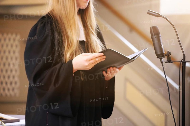 Vicar Lara Schmidt holds the Sunday service in the Protestant parish of Mutterstadt, Rhineland-Palatinate