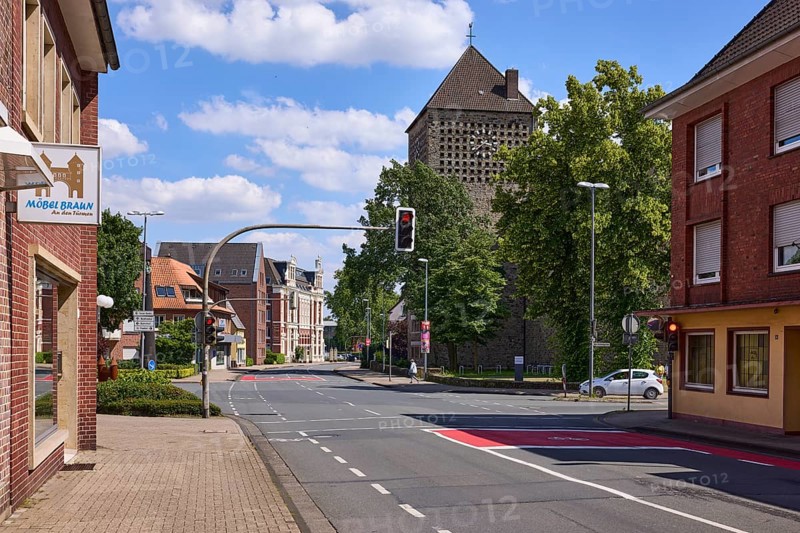 Church of the Holy Cross on the corner of Lüdinghauser Strasse and Am Schlossgarten in Dülmen, Münsterland, Coesfeld district, North Rhine-Westphalia, Germany, Europe