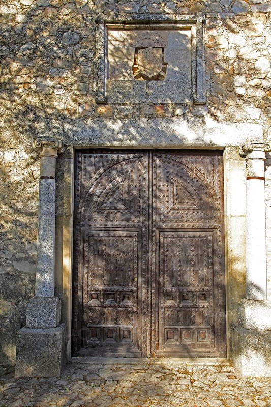 Historic doorway Museo de la Coria museum, medieval town of Trujillo, Caceres province, Extremadura, Spain, Europe