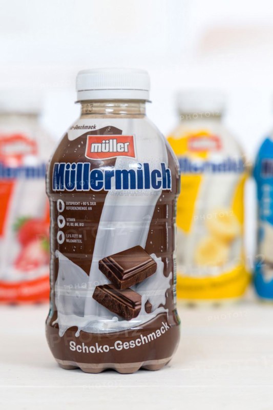 Müllermilch different flavours in the bottle of the company Theo Müller