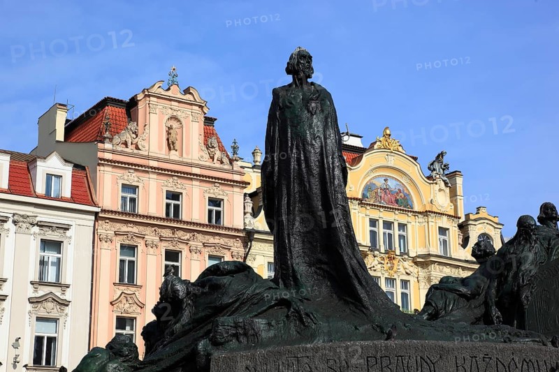Jan Hus Monument on the Old Town Square, Prague, Czech Republic, Europe