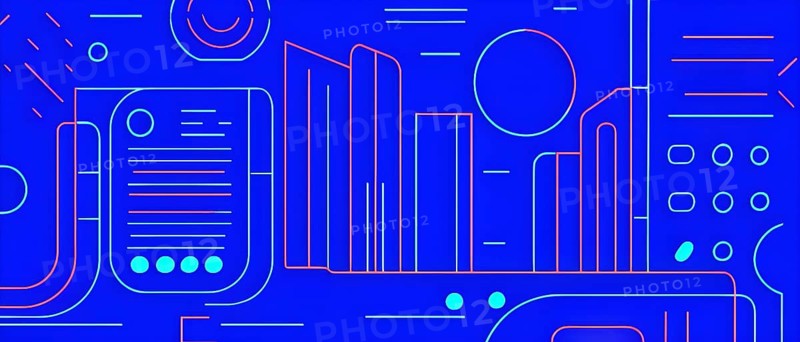 Abstract minimalist illustration theme in vibrant neon color accents symbolizing fun and ease, AI generated