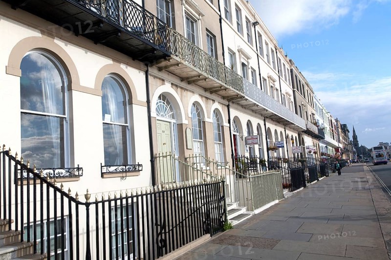 Guest houses and small hotels offering bed and breakfast accommodation on the Esplanade, Weymouth, England, UK