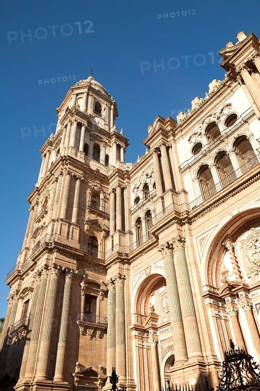 Baroque architecture exterior of the cathedral church of Malaga city, Spain, Santa Iglesia Catedral Basílica de la Encarnación, Europe