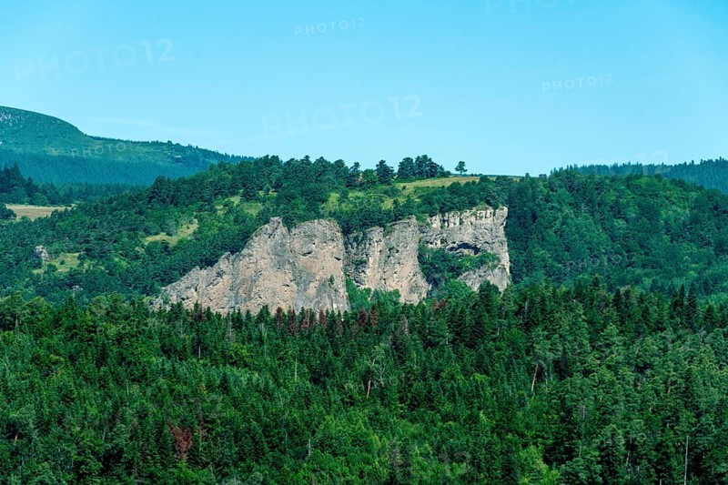 Majestic Dent du Marais overlooking Lac Chambon in Parc Naturel Régional des Volcans d'Auvergne, Puy de Dome, Auvergne Rhone Alpes, France, Europe