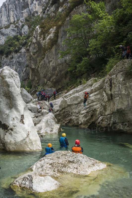 Canyoning, Verdon Gorge, Gorges du Verdon, Verdon Regional nature park Park, Provence, Provence-Alpes-Cote-d'Azur, South of France, France, Europe