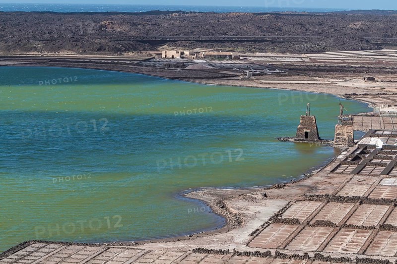 Sea salt extraction, Janubio salt works, Salinas de Janubio, Lanzarote, Canary Islands, Spain, Europe