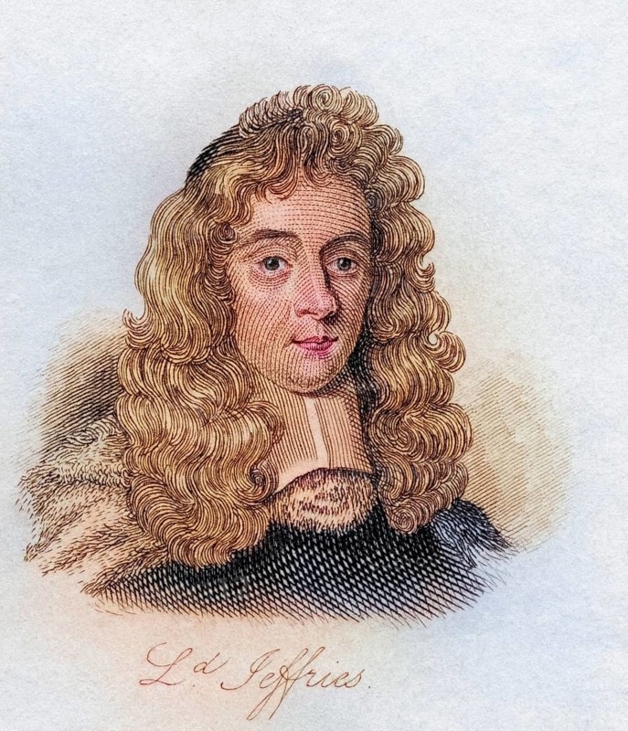 George Jeffreys, 1st Baron of Wem, alias Judge Jeffries, 1648, 1689. English judge, notorious for his cruelty and corruption. Lord Chancellor and Chief Justice of England. From the book Crabbs Historical Dictionary published 1825, Historical, digitally restored reproduction from a 19th century original, Record date not stated