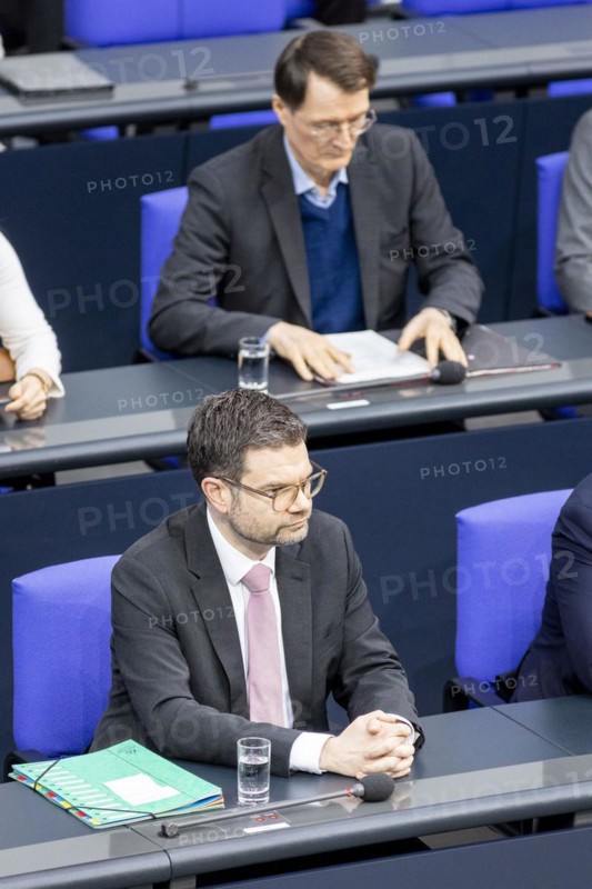 Marco Buschmann (FDP), Federal Minister of Justice and Karl Lauterbach (SPD), Federal Minister of Health, recorded during the government consultation, in Berlin, 24 April 2024